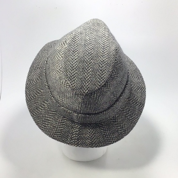 Kangol Vintage Tweed Herringbone Wool Fedora Grey & Black Hat Size Medium. - Picture 4 of 12